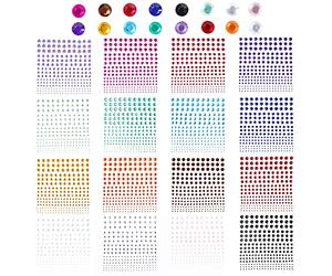 AiQInu 3600 PCS Strass Autocollant, 16 Couleurs 2/3/4/5/6MM Auto-adhésif Visage, Pierres Précieuses Cristal pour DIY Artisanat Nail Body Maquillage Décoration