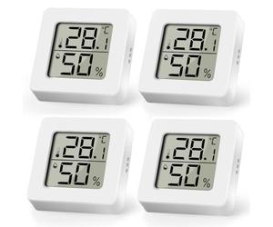 AiQInu 4 Pièces Mini Thermomètre Hygromètre, Digital Thermometre Interieur, Magnétique Hygrometre Haute Précision pour Maison, Chambre Bébé, Culture and Cave