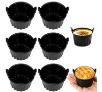 AiQInu 6 Pièces Moule Muffins Silicone, Moule Silicone air Fryer Réutilisables et Antiadhésifs, Sans BPA, pour Four Micro-ondes Réfrigérateur, pour Muffins Cakes Tartelettes