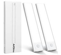 AiQInu 66 Lampe de placard LED avec détecteur de mouvement, Rechargeable par USB, lampe de placard 20 cm à intensité variable avec bande magnétique pour la cuisine, les escaliers