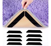 AiQInu Anti Derapant Tapis,Rug Grippers 8 Pcs Antidérapant pour Tapis,Anti Curling Carpet Grippers Coin,Lavable et Réutilisable Sticker Tapis Antidérapant pour Tous Les Sols Lisses