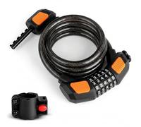 AiQInu Antivol Velo Chaine 120cm/12mm, Cadenas Velo Antivol avec 5 Chiffres Intelligente Code, Serrure de Câble en Spirale, Cable Antivol Vélo pour Tricycle Moto Scooter Poussette