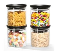 AiQInu Bocaux de conservation avec couvercle, 4x 600ml Bocaux à épices, récipients en verre avec couvercle, lot de 4 bocaux ronds Boîte de conservation pour aliments