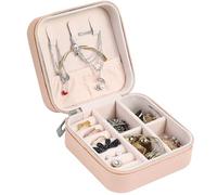 AiQInu Boîte à Bijoux de Voyage en PU-Leder - Petit Coffret pour Femme - Rangement pour Bagues, Boucles, Colliers