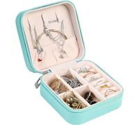 AiQInu Boite a Bijoux de Voyage, Petite Boîte à Bijoux pour Femme, Coffret à Bijoux de Voyage, PU-Leder Rangement a Bijoux pour Bagues, Boucles, Colliers (Bleu)
