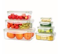 AiQInu Boîte de Conservation Alimentaire Hermétique 7 Pièces - Set Contenant Plastique Transparent sans BPA, Empilable pour Réfrigérateur et Micro-ondes - Lot Étanche pour Cuisine