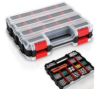 AiQInu Boite de Rangement Vis 34 Compartiments, Rangement Visserie avec Cloisons Amovibles, Boite a Vis pour Outils, Vis, Bricolage, Garage, Atelier (32x27x8cm)