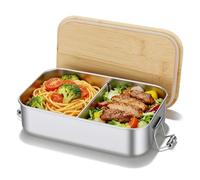 AiQInu Boite Repas en Acier Inoxydable, 1000ml Lunch Box avec Compartiments, Anti Fuite, Sans BPA, Boîtes Bento Inox pour Bureau, Voyage, Camping