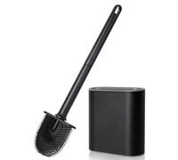 AiQInu Brosse WC, Brosse Toilettes WC en Silicone pour Profondeur avec Manche en Plastique antidérapant, Brosse Toilette Murale avec Base à Fentes d'aération pour la Toilette de la Salle de Bain
