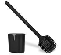 AiQInu Brosse WC, Brosse Toilettes WC en Silicone pour Profondeur avec Manche en Plastique antidérapant, Brosse Toilette Murale avec Base à Fentes d'aération pour la Toilette de la Salle de Bain