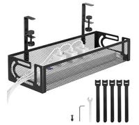 AiQInu Cable Management Sous le Bureau, Plateau de Gestion des Câbles en Acier Carbone, Chemin de Cable pour Bureau Sous Table, Sans Perçage, Organisateur de Câbles pour Bureau, Maison