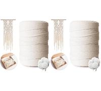 AiQInu Corde Macramé 3mm x 300m, 100% Fil de Coton Naturel pour Bricolage, Tapisserie, Tricot, DIY, Décoration Beige (Lot de 2)