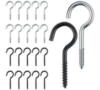 AiQInu Crochet a Visser, 20 Pièces Piton à Visser, 40mm Crochet à Visser, Crochet Inox a Visser pour Maison, Bureau, Lieu de Travail (Noir, Argent)