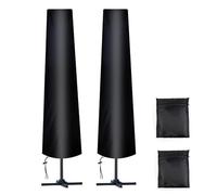 AiQInu Housse Parasol Droit Ø 300 cm, 2 Pièces 210D Oxford Housse de Protection pour Parasol avec Sac de Rangement, Résistant aux Intempéries, aux UV, à la Neige