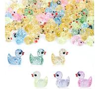 AiQInu Lot de 100 Pièces Mini Canard en Résine, 6 Couleurs - Figurines Miniatures à Paillettes, Mini Figurines de Canards, pour Aquarium, Jardin, Paysage, Maison de Poupée