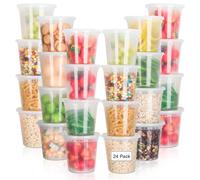 AiQInu Lot de 24 Barquettes Alimentaires Réutilisables, 24 Oz (710 ml) Grands Contenants avec Couvercle, Hermétiques, Allant au Congélateur et Micro-ondes, Sans BPA, pour Stockage