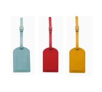 AiQInu Lot de 3 Etiquette Valise en PU, Étiquette Bagage avec Boucle Réglable, Porte Etiquette Valise Cuir Inscriptible Nom Adresse, Luggage Tag pour Voyage Avion