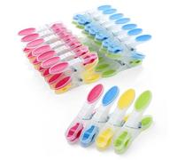 AiQInu Lot de 30 Pinces à Linge en Plastique, Antidérapantes Epingle a Linge, Multicolores Clip avec Rembourré Doux pour Serviettes Chaussettes Underwears et Vêtements