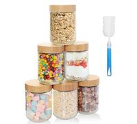 AiQInu Lot de 6 Overnight Oats Jar 16oz/480ml, Pot Yaourt en Verre avec Couvercle, Hermétique, Lavable au Lave-vaisselle, Meal Prep Containers pour Snacks, Puddings, Smoothie, Salade,Céréales