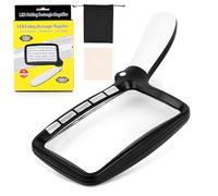 AiQInu Loupe de Lecture Rectangulaire à Main, Lumineuse et Grossissante, Pliée avec Éclairage LED 5, 2 Modes d'Intensité