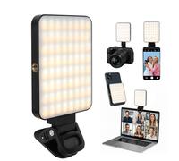 AiQInu Lumiere Telephone Selfie, 3000-6500K 128 LED Lampe à Selfie Portable, Batterie Rechargeable de 2000mAh, CRI95+, 3 Modes d'éclairage, Lampe Vidéo à Pince Portable pour Phone, Ordinateur Portable