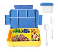 AiQInu Lunch Box Enfant, 1330ml Bento Box, Boite Bento Boîte à Repas avec 5 Compartiments, Anti-Fuite Lunchbox, Bento sans BPA, Jaune