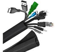 AiQInu Manchon de Cache Câble Réglable 25mm-3M, Gaine Câble Tressée Fendue, Protection du Cache Câbles Bureau pour Fil Télé/PC/USB/Audio/Vidéo-3 Mètre/9.84 ft