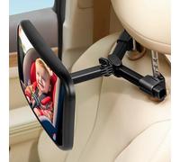AiQInu Miroir Voiture Bébé, Retroviseur Voiture Bebe, 360° Rotation Miroir de sécurité réglable pour siège arrière de voiture, Incassable Rétroviseur - Noir