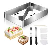 AiQInu Moule Rectangulaire Patisserie, Moule Gateau Carré RéGlable Pour PâTisserie Maison Et Professionnelle, Convient Pour Les GâTeaux, Les Tartes Et Les Pizzas (18,5 X 27,5 à 34 X 52,5 cm)