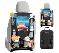 AiQInu Organisateur de Siège Auto Enfant, Protection et Rangement Arrière avec Grande Capacité, Facile à Nettoyer et Anti-Salissure, Noir Brillant (1pc)