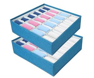 AiQInu Organisateur Tiroir pour chaussette Lot de 2, 24 Cellules pour Sous-vêtements Pliables, Placard pour Ranger les Écharpes, Cravates et Ceintures