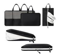 AiQInu Packing Cubes Compression de 4, Rangement Valise Lot Organisateur de Voyage Ultraléger, Extensible, Sac Compression à Chaussures, Bagage Sacs