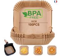 AiQInu Papier Sulfurisé pour Air Fryer, 100 Pièces 16cm Papier Cuisson Paper L