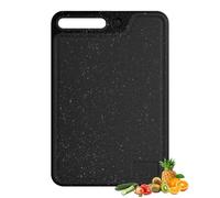 AiQInu Planche a Decouper Plastique, 37x25 cm Rectangulaire Cutting Board Cuisine, Planche à Découper avec Poignées Antidérapantes pour Légumes, Fruits, Viande, Noir