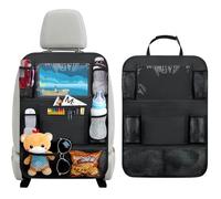 AiQInu Protège-Siège Organisateur Auto, Pochette de Rangement Imperméable avec Porte-Tablette pour Siège Enfant, Voiture, Camping-car, Noir, 1 Pièce