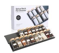 AiQInu Rangement Epices Cuisine 4PCS, Extensible de 23cm à 46cm Rangement Epices Tiroir, Insert de Tiroir à Épices, Ajustable pour Placards et Tiroirs - Pour Sel, Épices, Vitamines