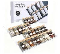 AiQInu Rangement Epices Cuisine 8PCS, Extensible de 23cm à 46cm Rangement Epices Tiroir, Insert de Tiroir à Épices, Ajustable pour Placards et Tiroirs - Pour Sel, Épices, Vitamines