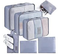 AiQInu Rangement Valise Lot de 7 Imperméable Organisateur de Voyage Packing Cubes Organiseur, sac à chaussures,Bagage Sacs