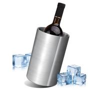 AiQInu Refroidisseur de Bouteille 1.6L, Seau à Vin Acier Inoxydable Double Paroi, Ø 12 cm, Hauteur 19 cm, Facile à Nettoyer, Convient à la Plupart des Bouteilles - Blanc et Rosé