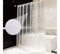 AiQInu Rideau de Douche 180x200 100% EVA Rideau de Baignoire Anti-moisissure Imperméable 3D Transparent Lavable de Rideau Salle de Bain avec 12 Crochets Anti-Rouille vanyo-curtain-JXDFR-GM02