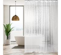 AiQInu Rideau de Douche 200 x 200 cm, EVA Rideau Baignoire Anti Moisissure Imperméable Lavable, 3D Semi Transparent Salle de Bain Rideaus avec 13 Crochets