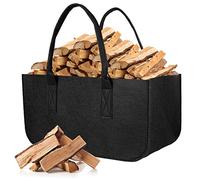 AiQInu Sac a Buches, Pliable Panier Bois Pour Cheminée, 50x25x25cm Multifonctions Sac Courses, Range Buche Interieur pour Bois De Chauffage Journau Jouets Shopping
