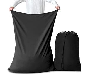 AiQInu Sacs de Linge Pliables avec Cordon de Serrage Lot de 2, Résistants aux Déchirures Portables, Grande Capacité pour Étudiants Appartements Voyages Vacances Collège,70 x 115cm