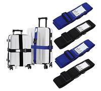 AiQInu Sangle de Bagage Lot de 4 Réglables avec Etiquette D'Identification, Accessoires de Voyage pour Valise et Fermeture Sécurisée