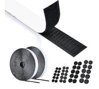 AiQInu Scratch Autocollant Double Face, 10m X20mm Ruban Scratch AdhéSif, avec 20 Paires Scratch Autocollant Rond, AdhéSives Puissant Hook Loop Rubans Pour MéNage,Bricolage Et L'Artisanat