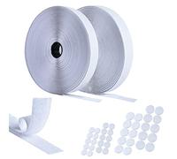 AiQInu Scratch Autocollant Double Face,10mx20mm Adhésives Hook Loop Rubans Adhésives avec Extra 20 Paires Scratch Autocollant Rond,Bande Auto Agrippante pour Ménage,Bricolage Et l'artisanat