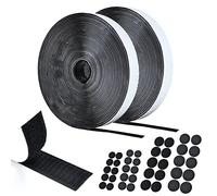 AiQInu Scratch Autocollant Double Face,10mx20mm Adhésives Hook Loop Rubans Adhésives avec Extra 20 Paires Scratch Autocollant Rond,Bande Auto Agrippante pour Ménage,Bricolage Et l'artisanat