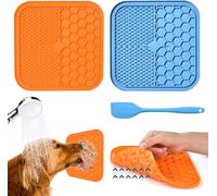 AiQInu Tapis de Lèche Chien, 2 Pièces Tapis de Lechage pour Chat sans BPA avec 1 Spatule en Silicone, Ventouses Extra Fortes pour Le Bain, l'entraînement, Le Toilettage et l'entretien des Griffes
