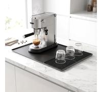 AiQInu Tapis de Séchage 2-en-1 pour Machine à Café en Silicone, 60 x 40 cm, Anti-Dérapant Résistant à la Chaleur Facile à Nettoyer en Silicone pour Machine à Café/Cuisine Tapis Séchant, Noir