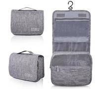 AiQInu Trousse de Toilette, Pliable Grande Trousse de Toilette Voyage pour Hommes et Femmes,Multifonction Imperméable Sac Cosmétique Organisateur de Voyage avec Crochets, Gris-1